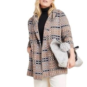 Anthropologie Field Flower 100%Wool Checkered Coat